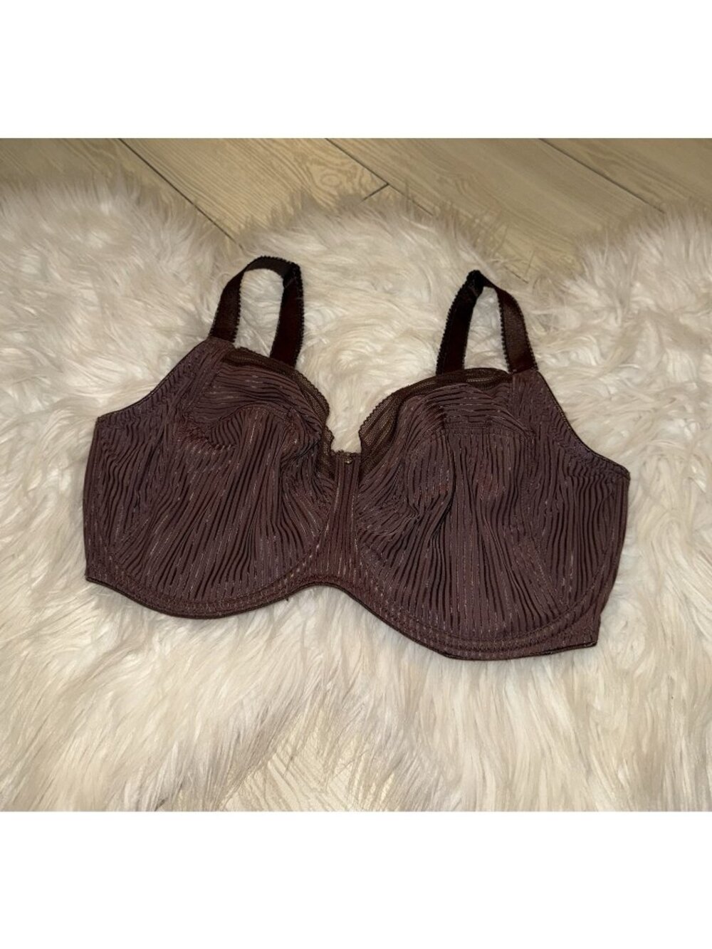 Fantasie 3091 Fusion Full Cup Side Support Bra UW Striped Womens US 34H Brown